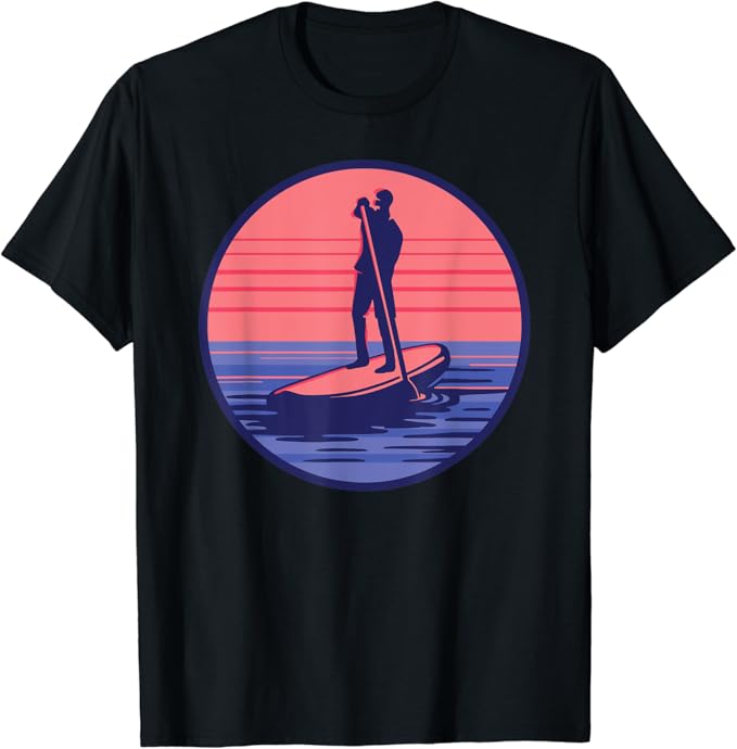 Standup Paddleboarding Paddle Board Standing Retro Vintage TShirt